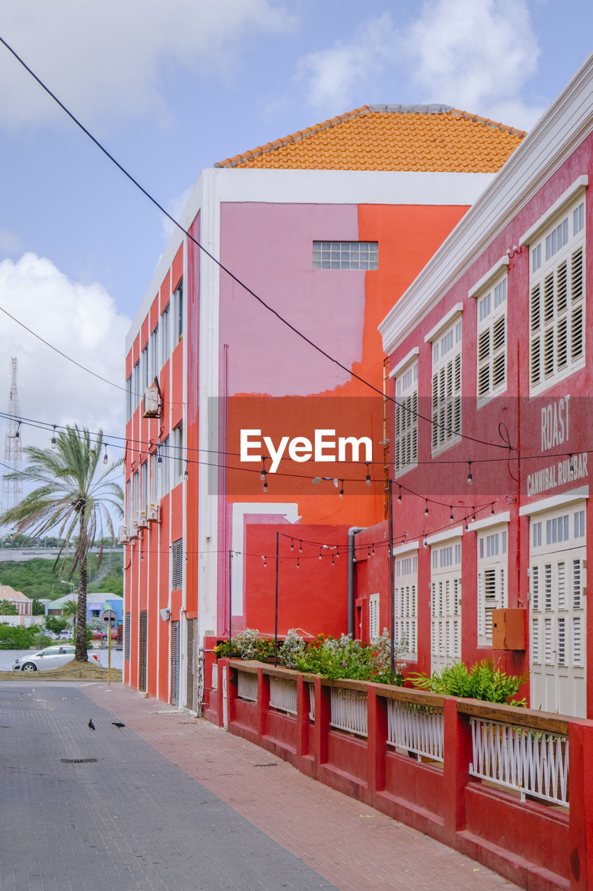 Colourful buildings in city curaçao 