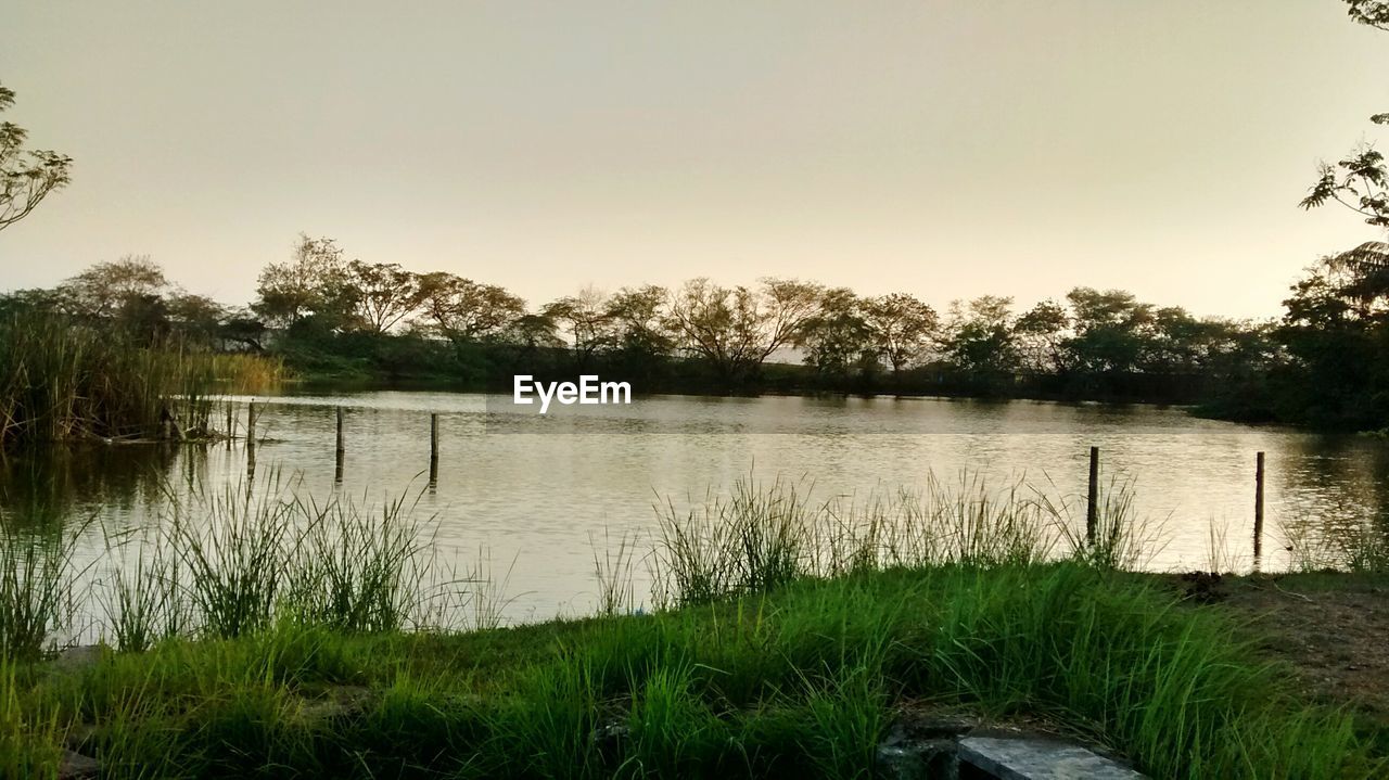 View of pond during dusk
