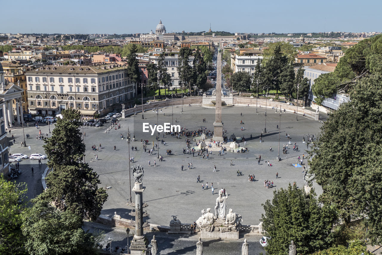 Aerial view of popolo square in rome