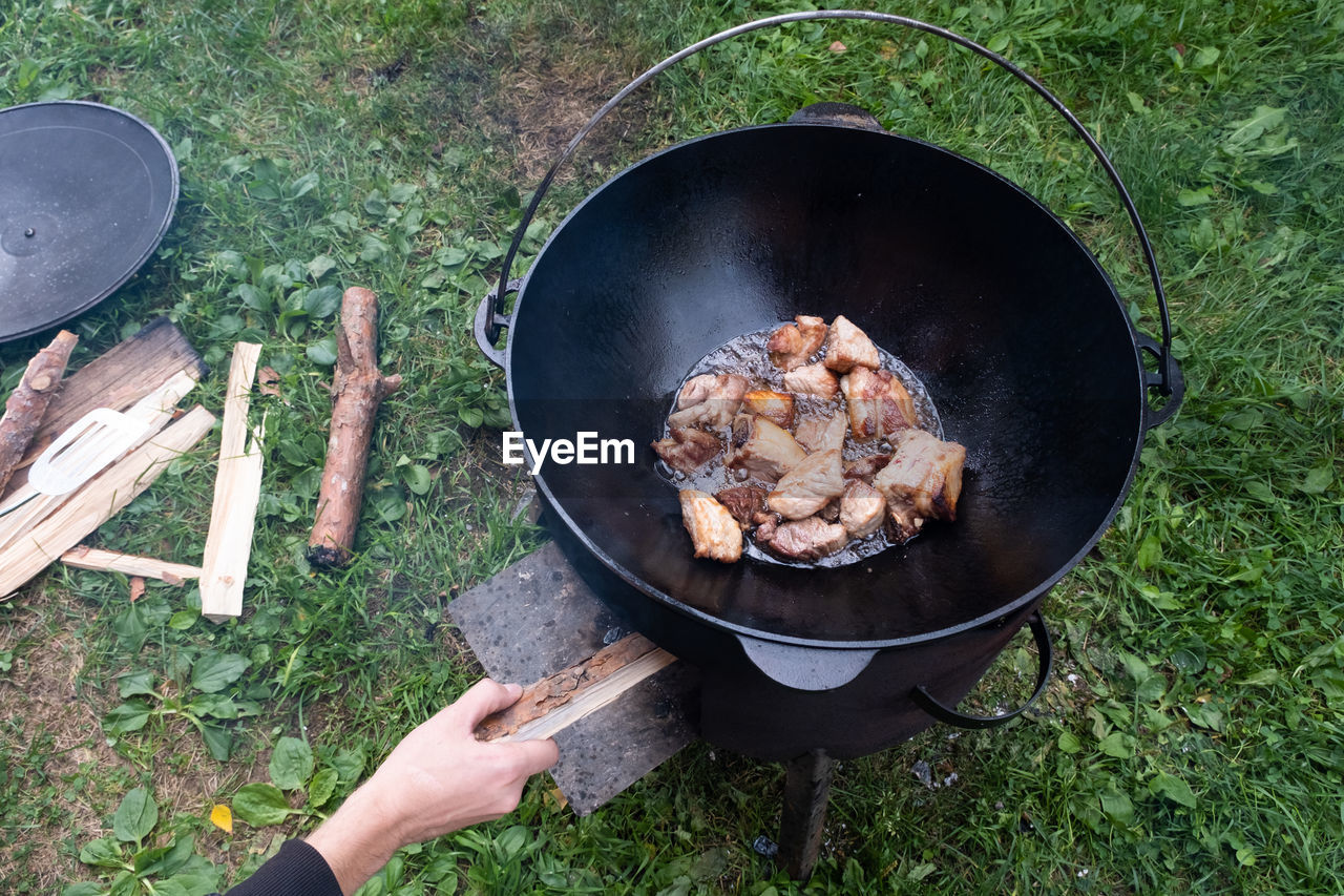 high angle view of food in container