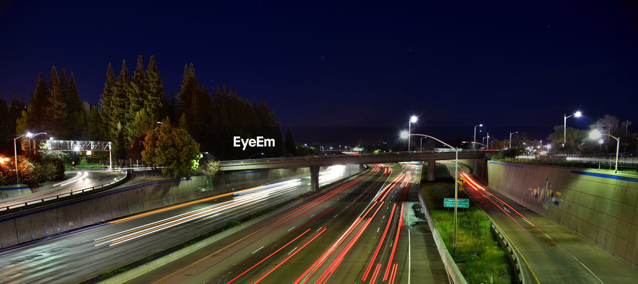 Traffic on road at night