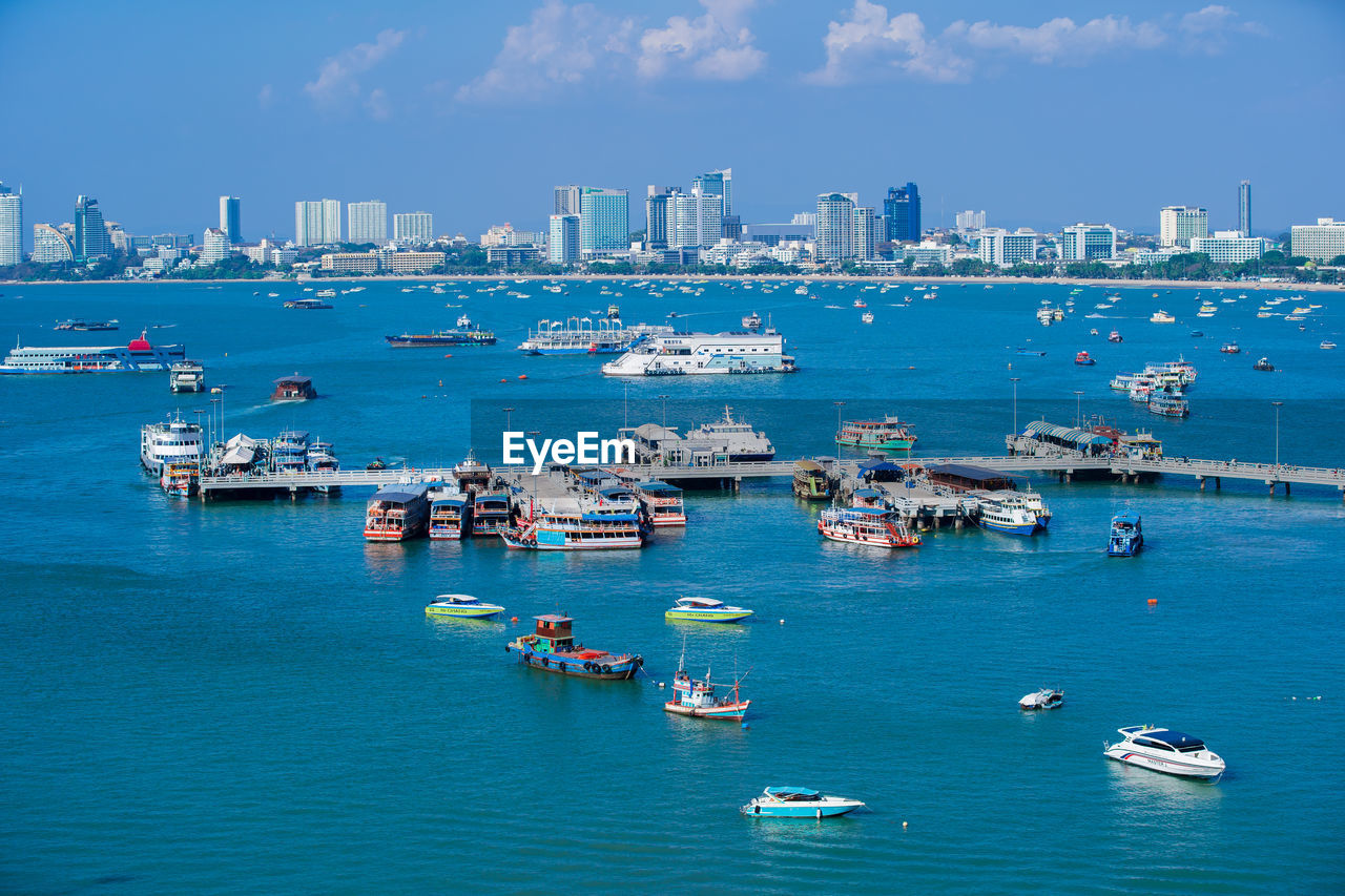 BOATS IN SEA AGAINST SKY