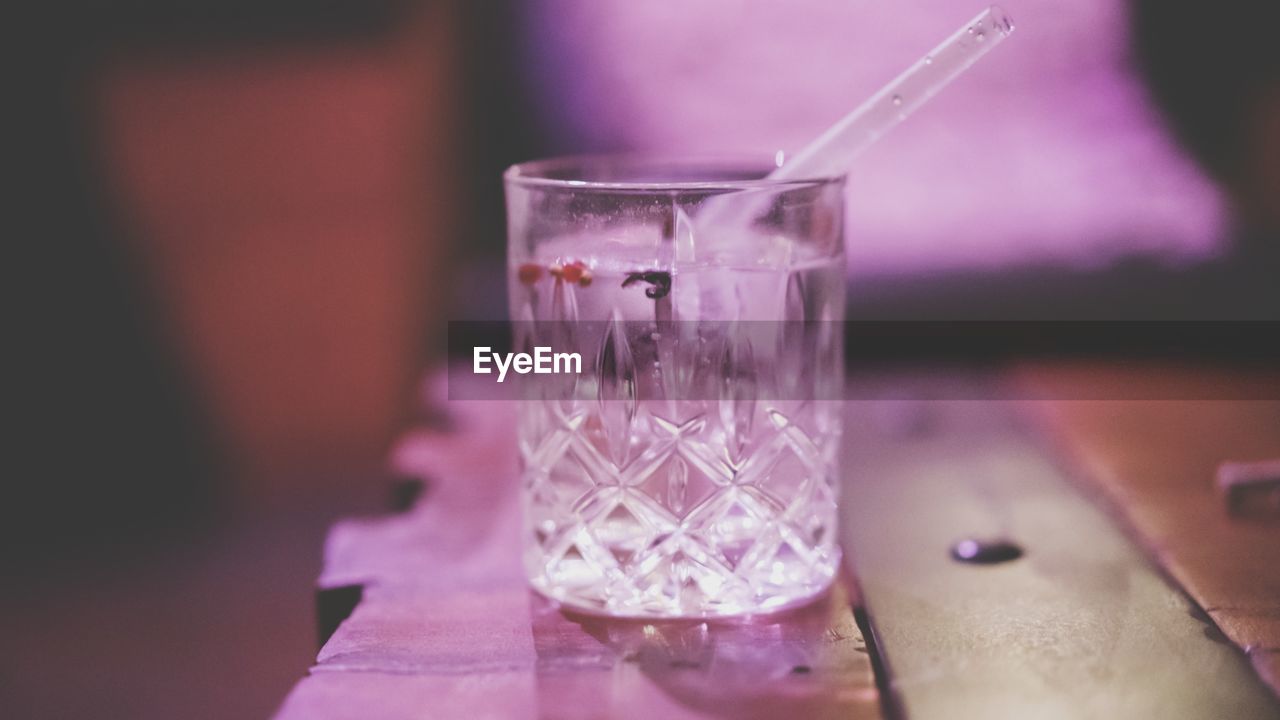 Close-up of gin glass on table