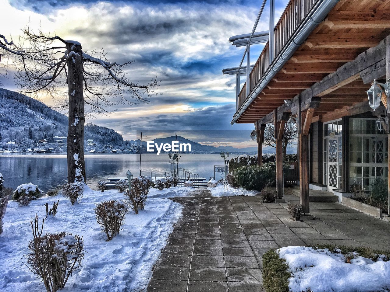 Scenic view of sea against sky during winter