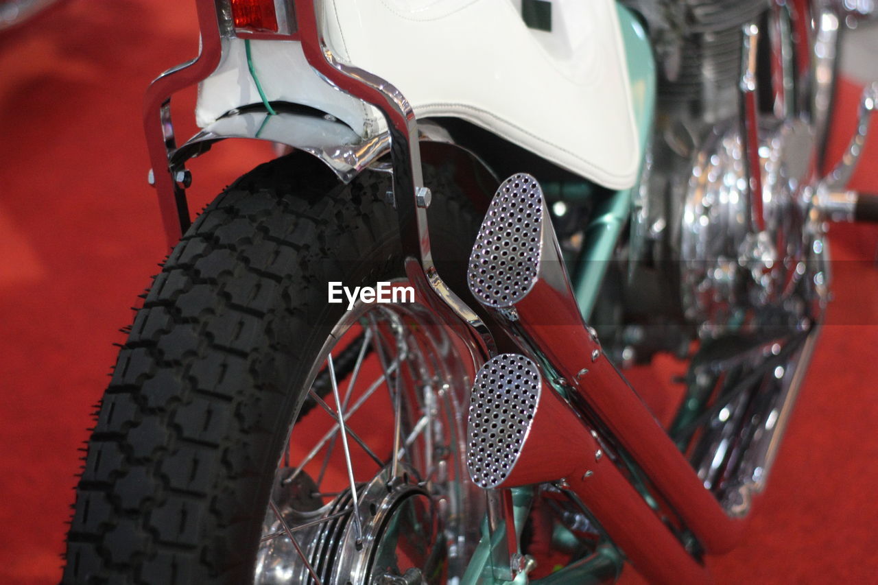 Close-up of motorbike