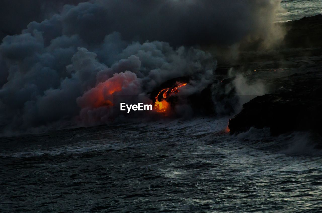 Lava flowing into the ocean