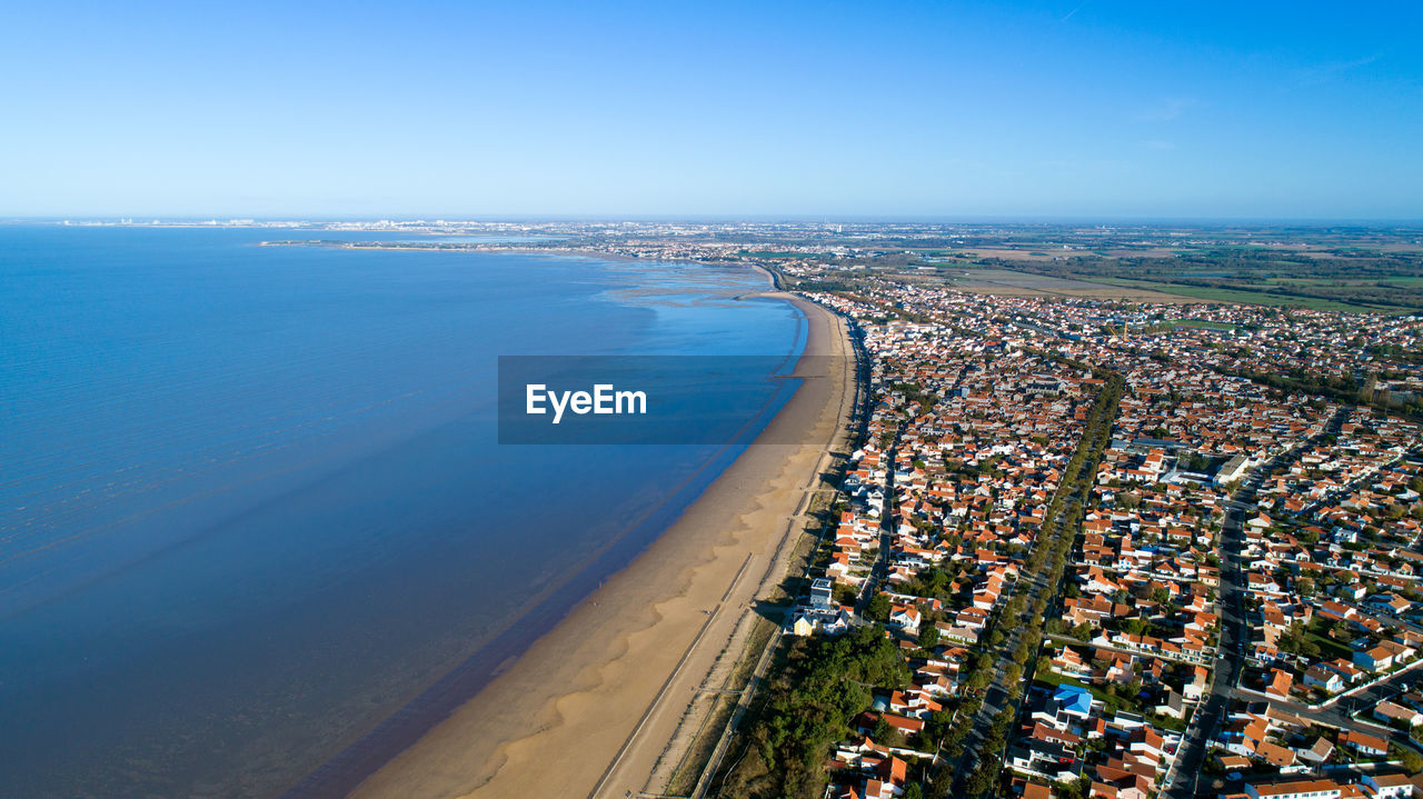 High angle view of town on beach