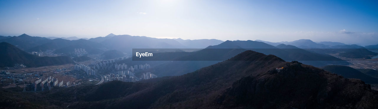 Scenic view of mountains against clear sky
