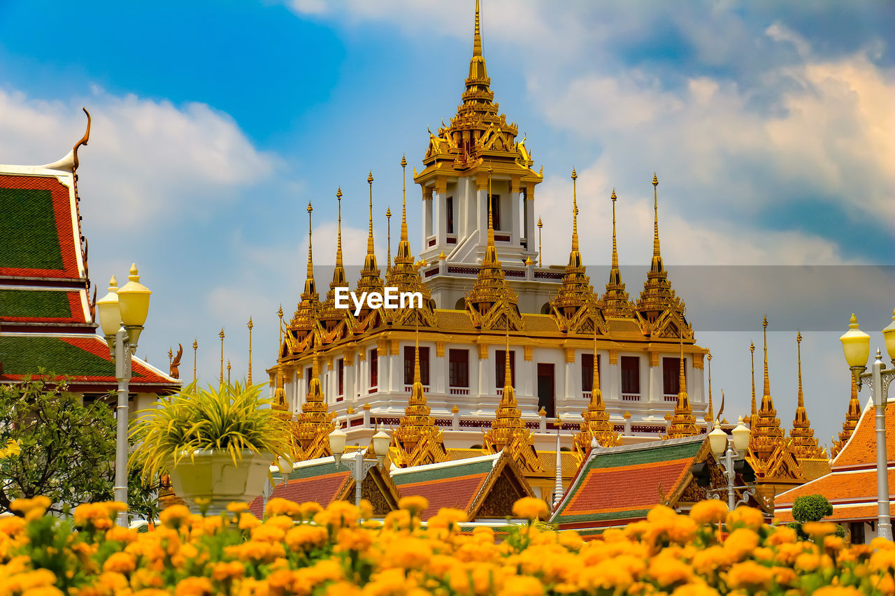 Loha prasat metal castle in wat ratchanaddaram worawihan bangkok, thailand.