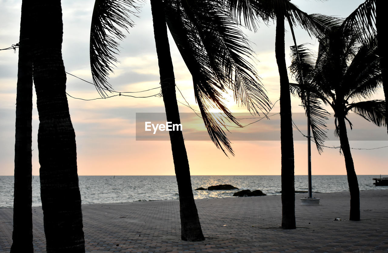 Beautiful sea view with orange light on sky at sunset time 