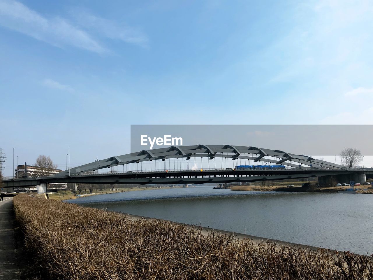 Bridge over river against sky