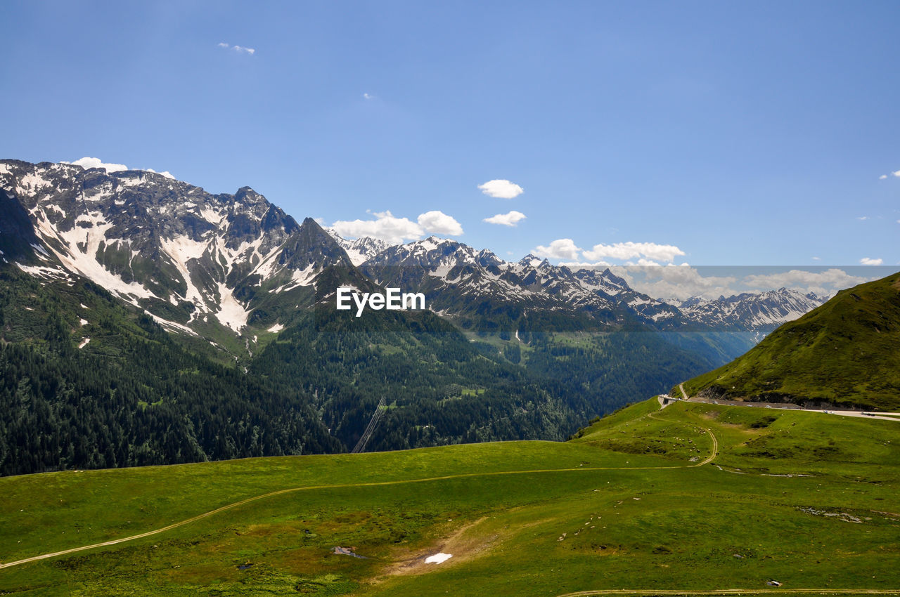 Scenic view of mountains against sky