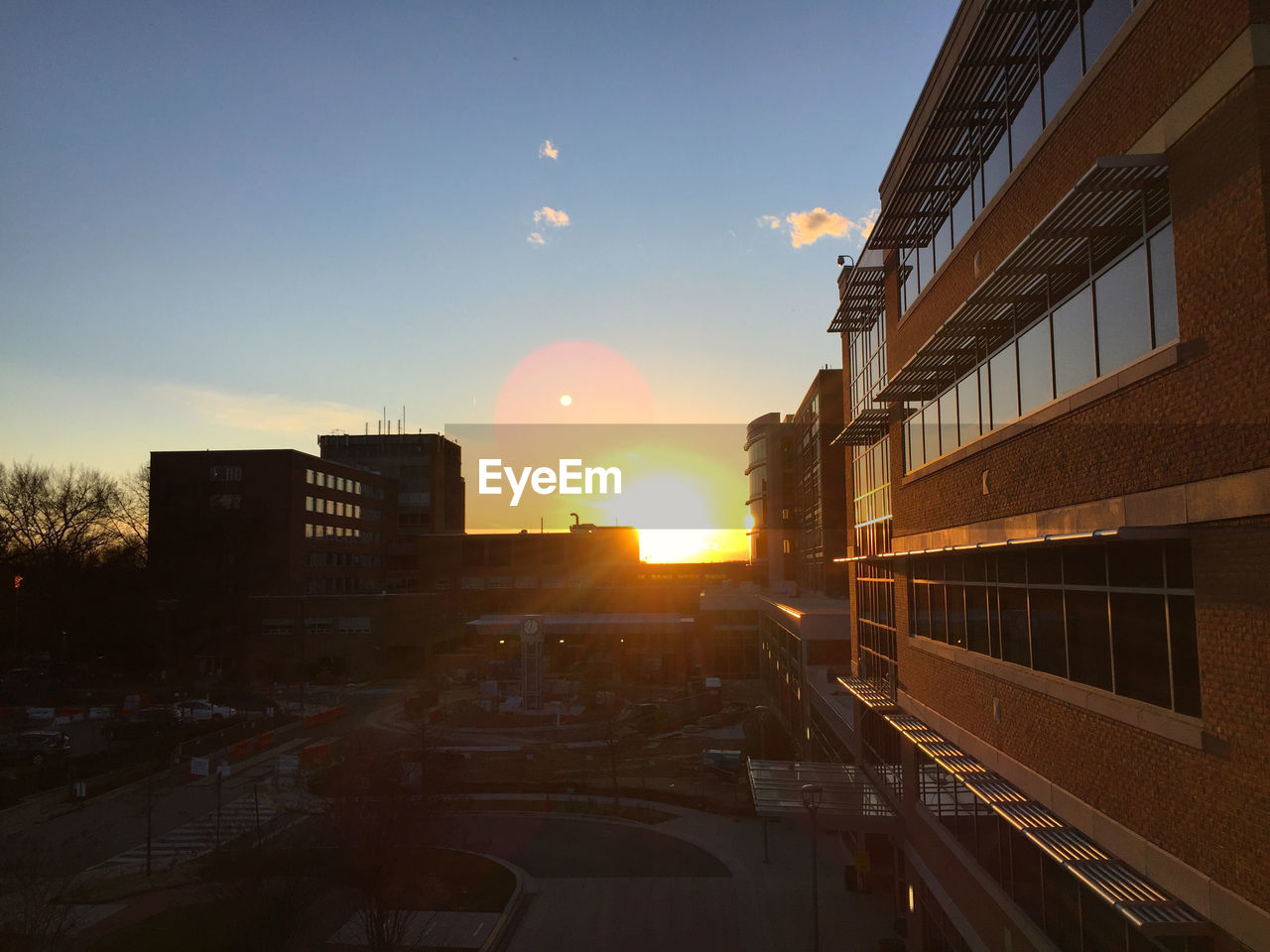 Buildings at sunset