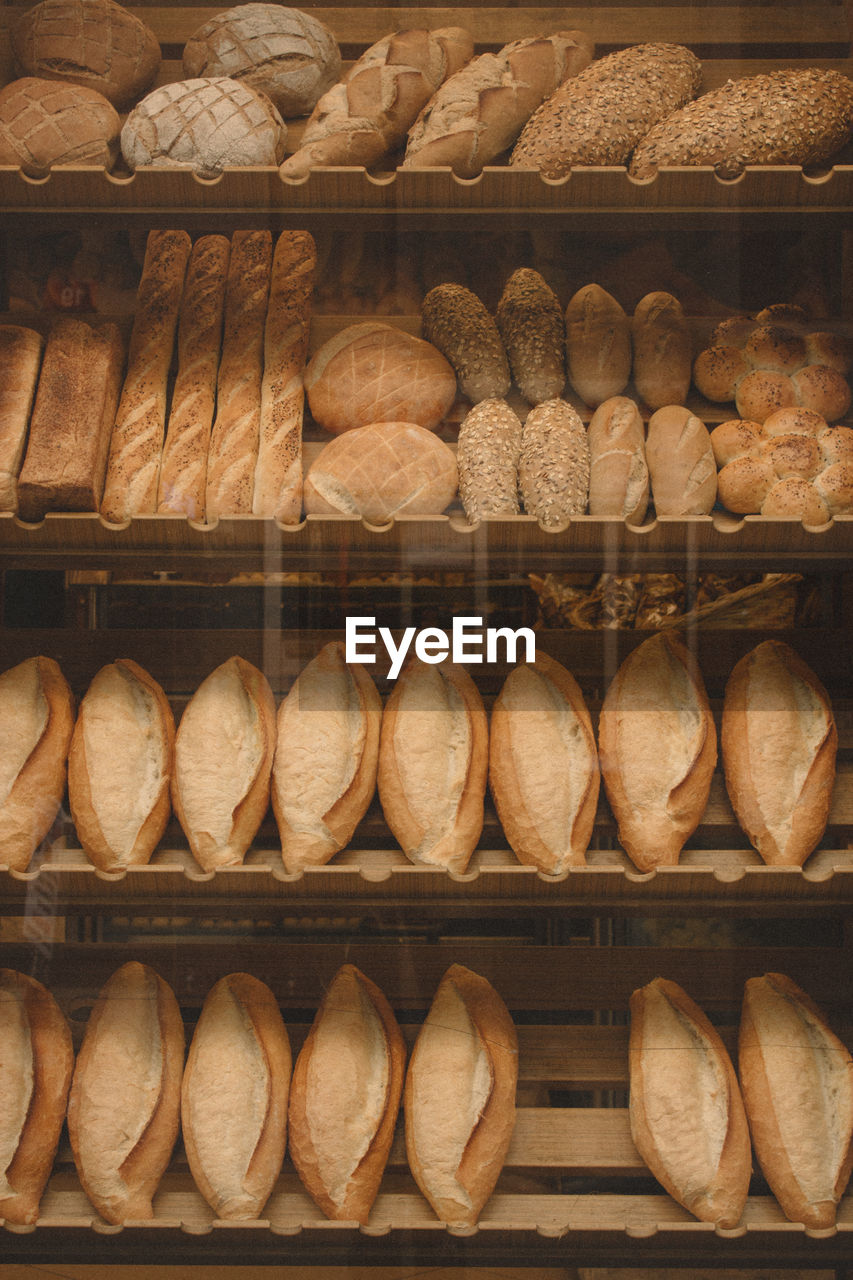 Breads on retail display at bakery