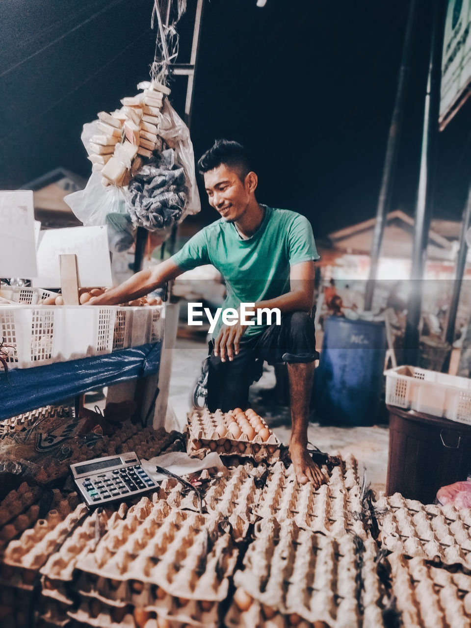 The smile of an egg seller