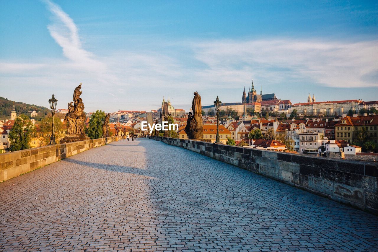 View of river passing through city