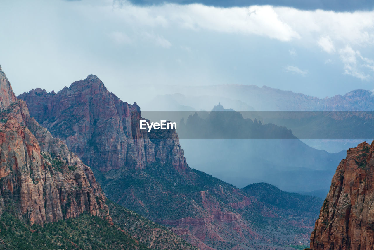 Panoramic view of mountains against sky