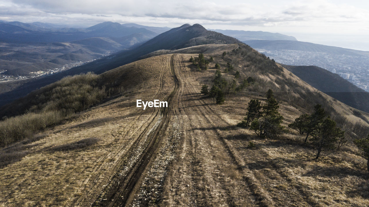 Scenic view of mountains against sky