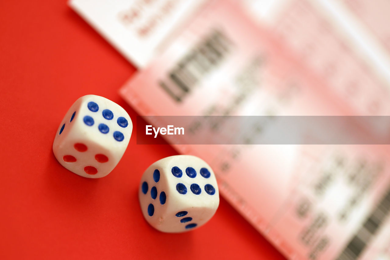 dice, dice game, gambling, luck, opportunity, arts culture and entertainment, leisure games, relaxation, game, indoor games and sports, leisure activity, red, spotted, no people, number, close-up, group of objects, finance, sports, tabletop game, board game, recreation, indoors, financial figures, success