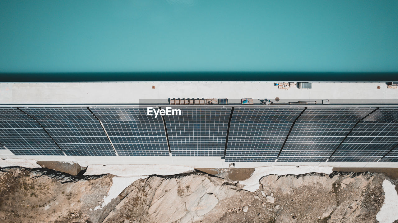 Photovoltaic panels on a dam in 2.500 meter above sea level in the swiss alps