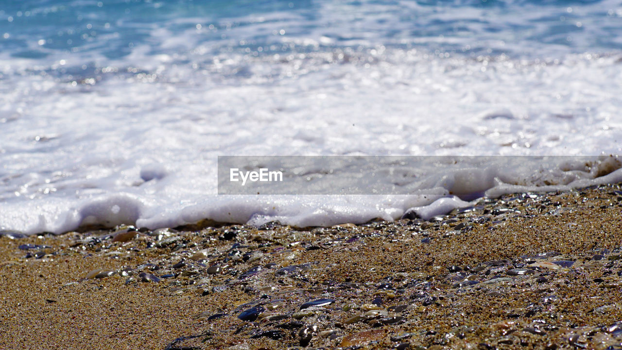 CLOSE-UP OF SNOW ON SHORE