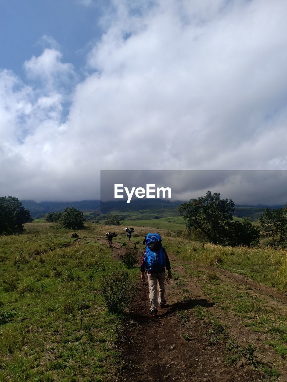 FULL LENGTH REAR VIEW OF MAN WALKING ON LANDSCAPE