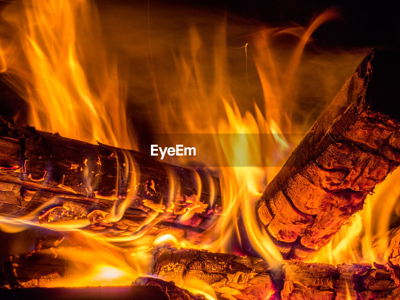 Close-up of bonfire at night