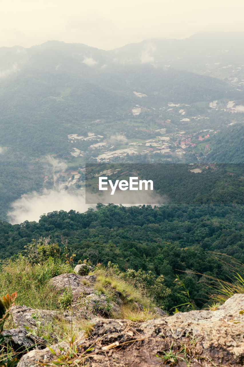 High angle view of landscape against sky