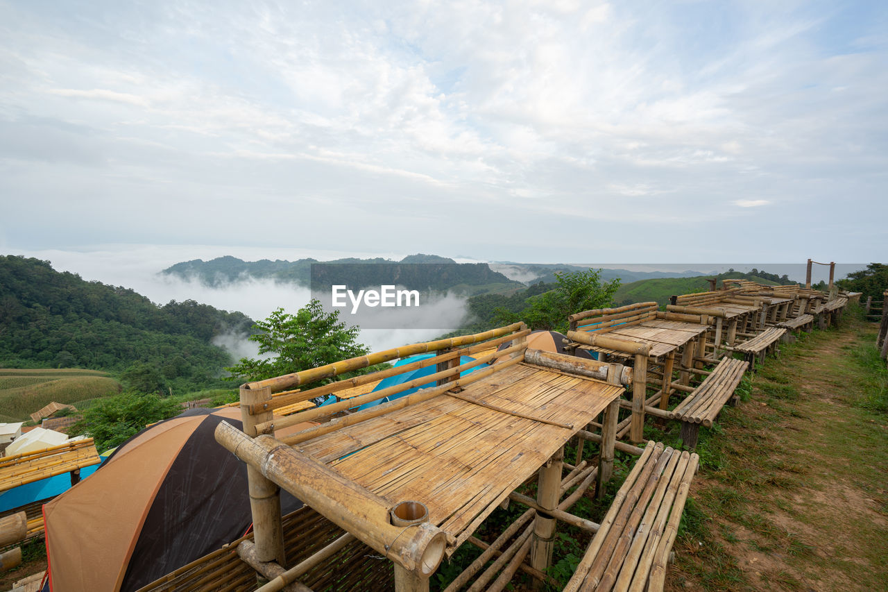 Camping area view see mist sri nan national park doi samer dao nan province thailand