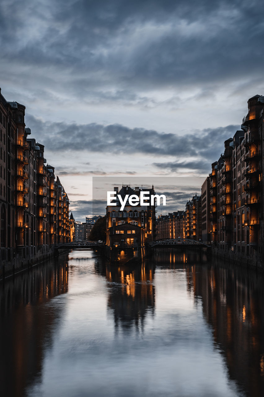 View of wasserschloss in hamburg at blue hour