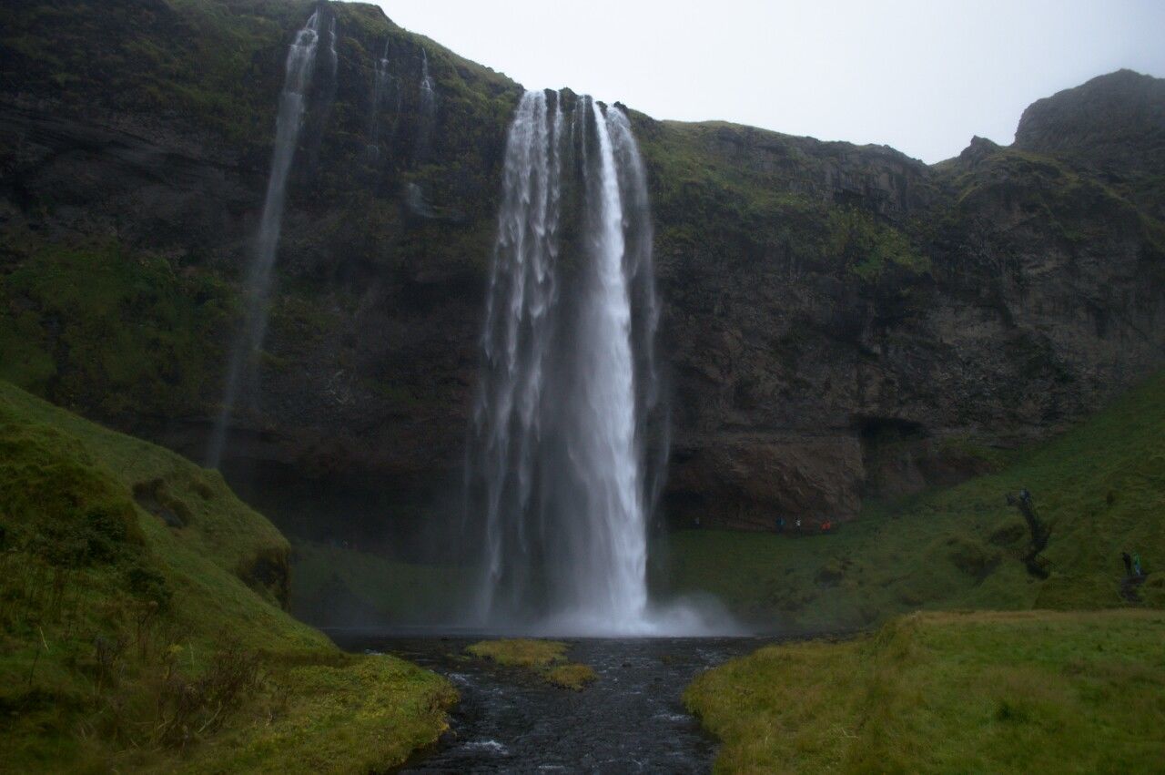 Scenic view of waterfall on mountain