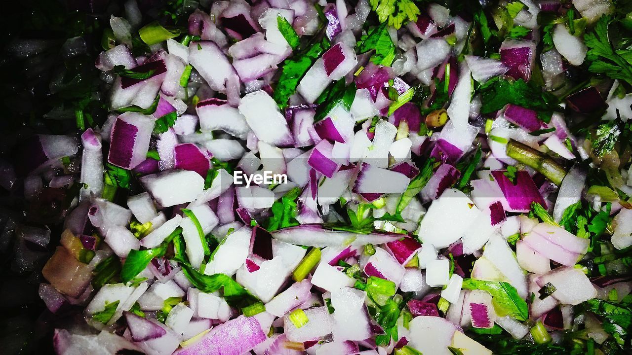 High angle view of fresh vegetable salad