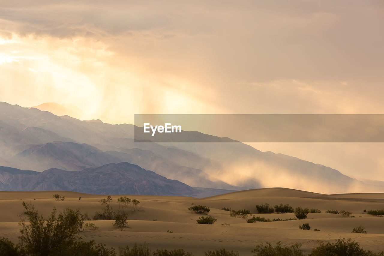 Scenic view of landscape against sky during sunset