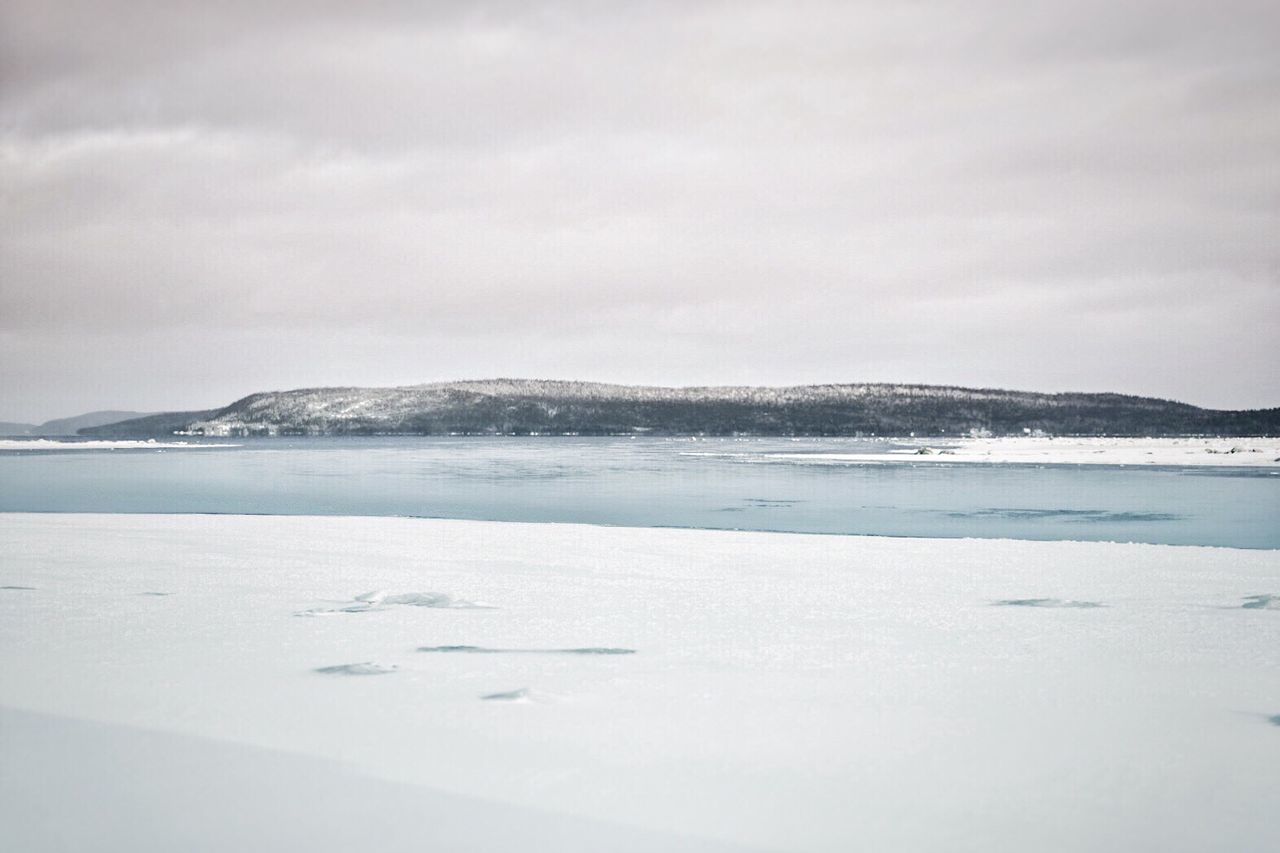 SCENIC VIEW OF FROZEN SEA AGAINST SKY DURING WINTER