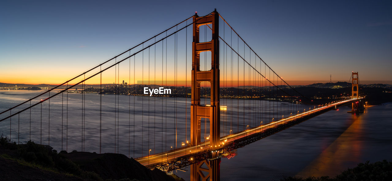 Golden gate bridge just before sunrise