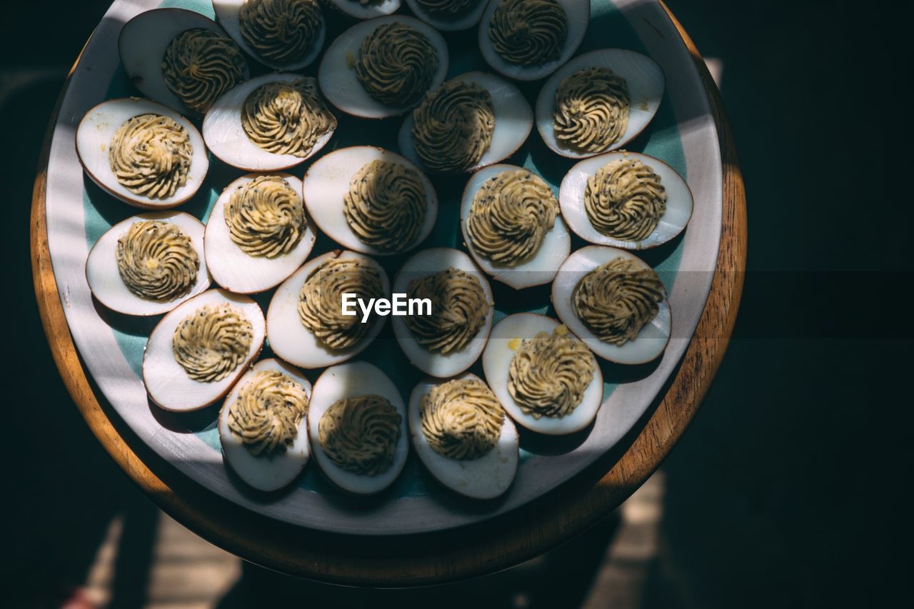 High angle view of food on table