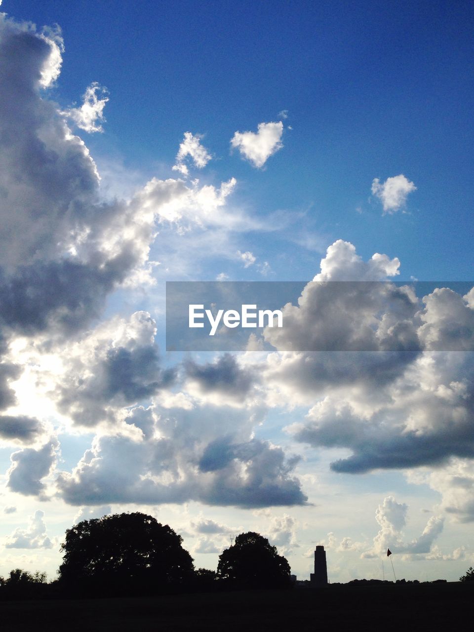 TREES ON LANDSCAPE AGAINST CLOUDY SKY