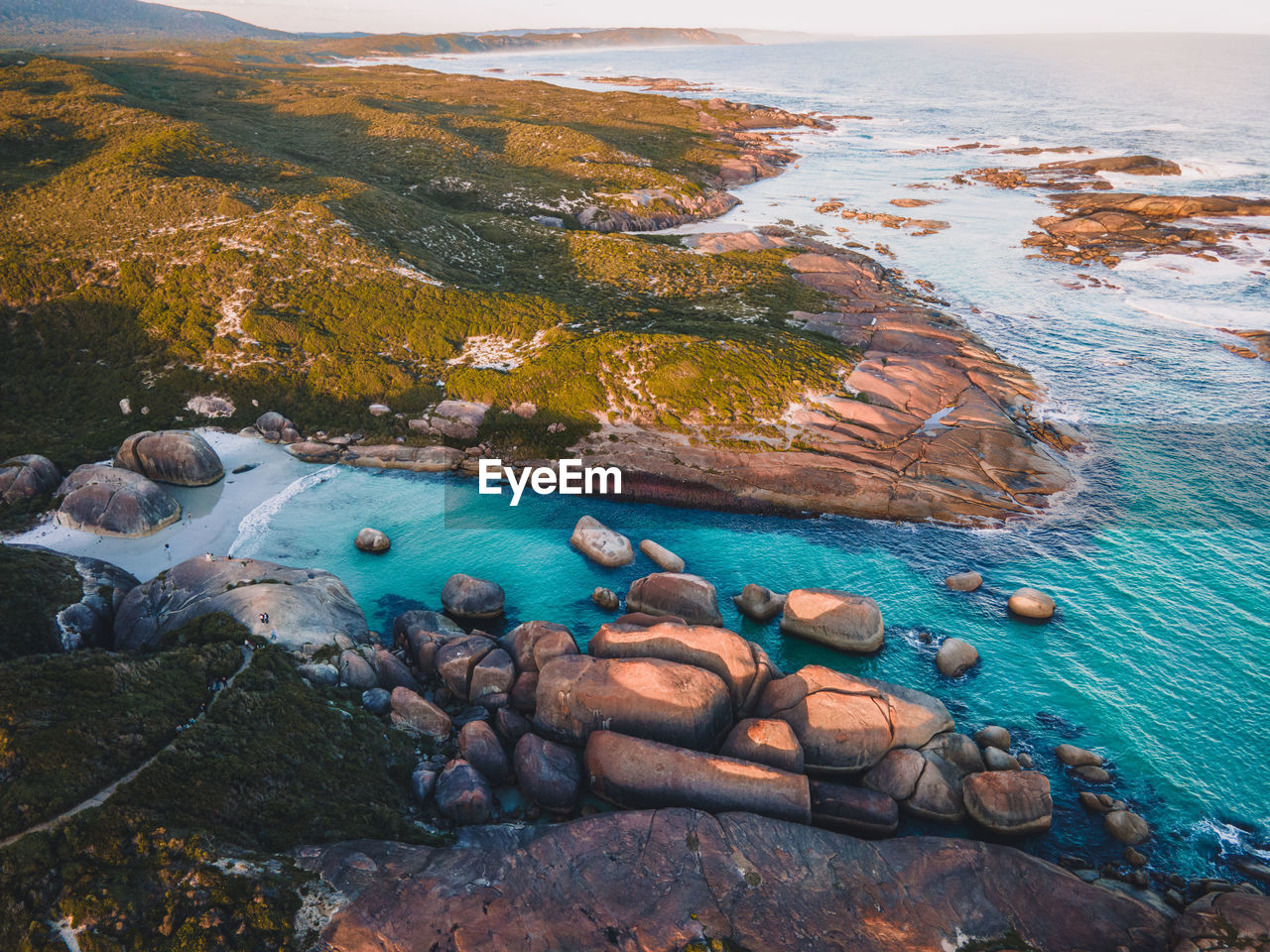 High angle view of rocks on beach