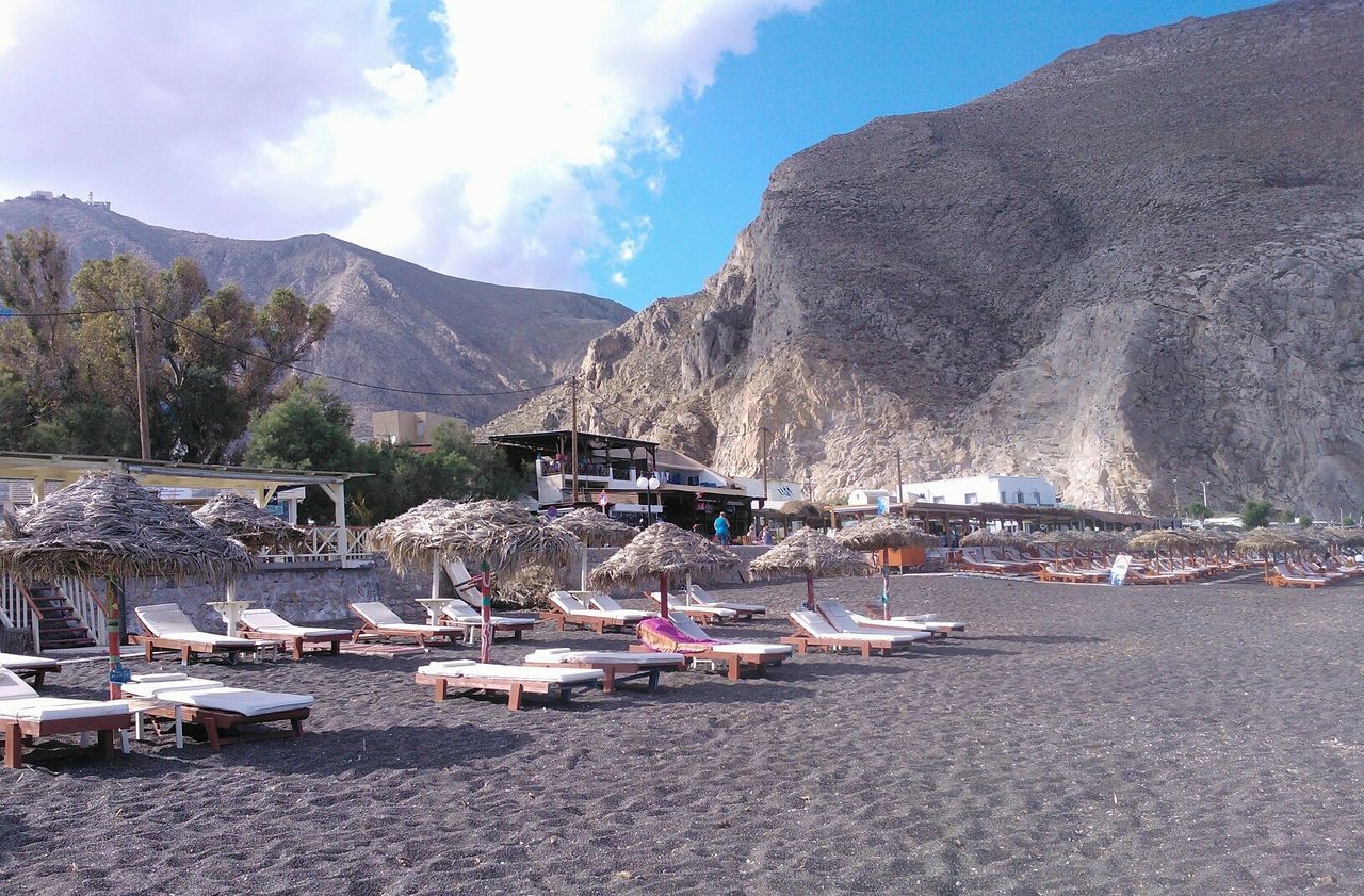 Deck chairs on beach