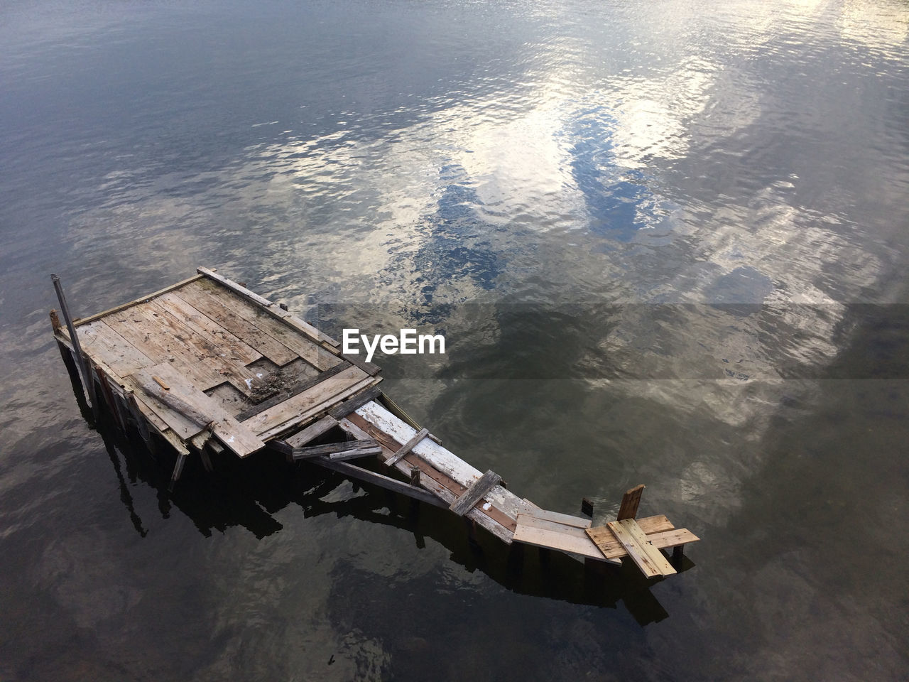 High angle view of abandoned pier over sea