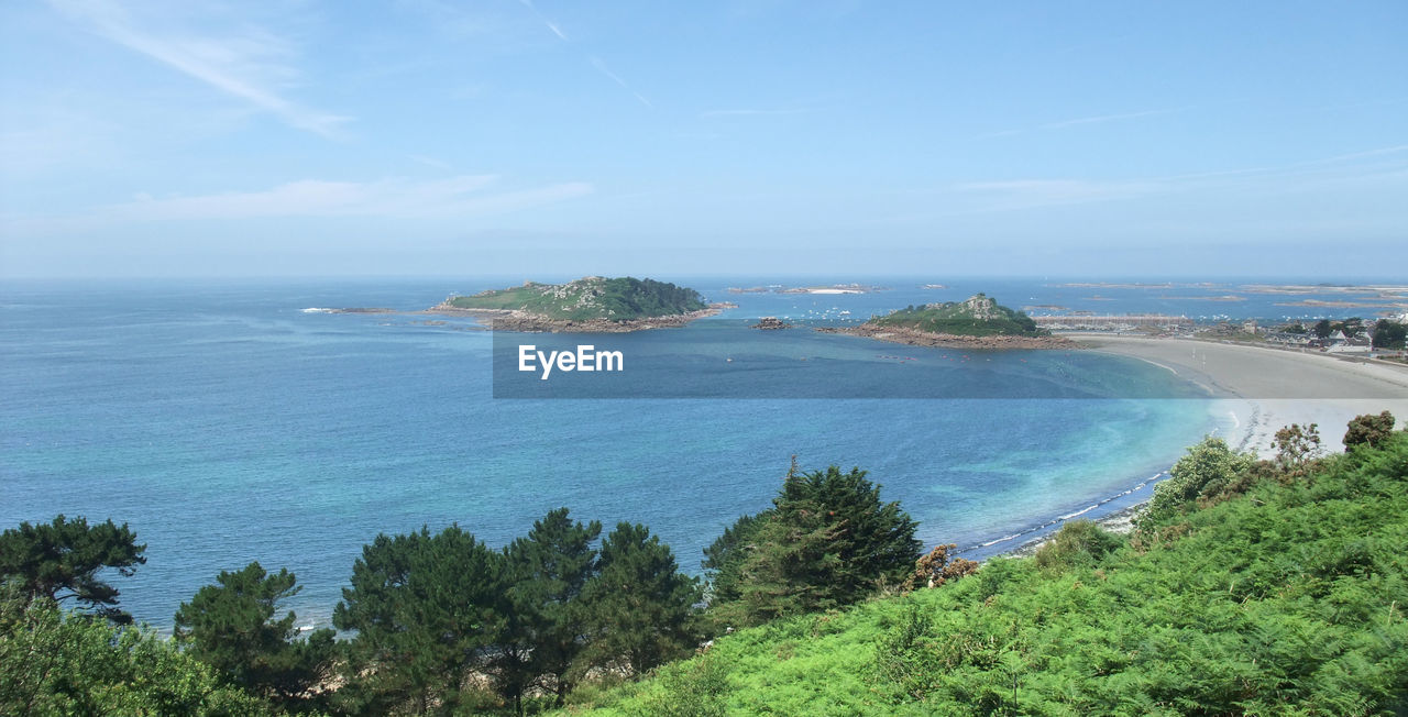 SCENIC VIEW OF BAY AGAINST CLEAR SKY