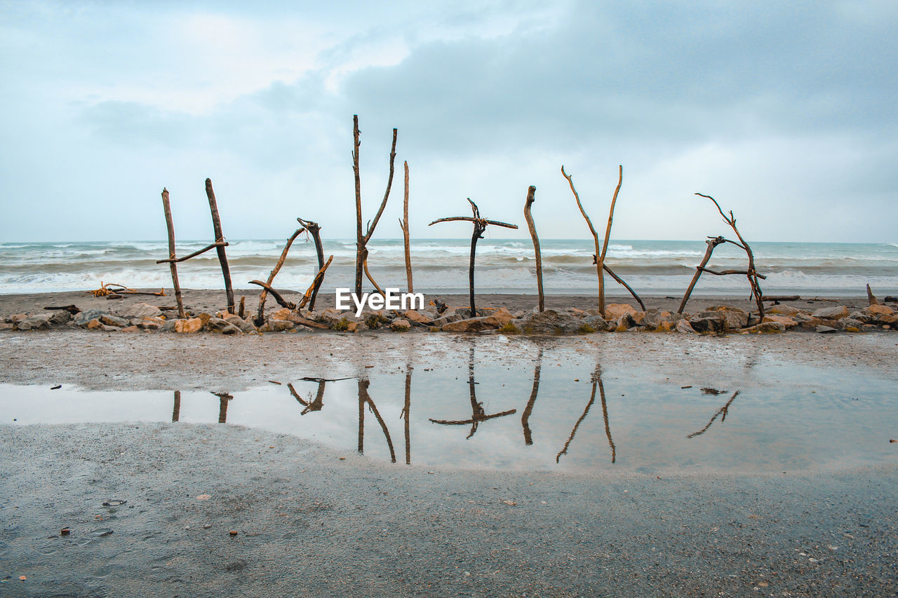 Scenic view of beach against sky