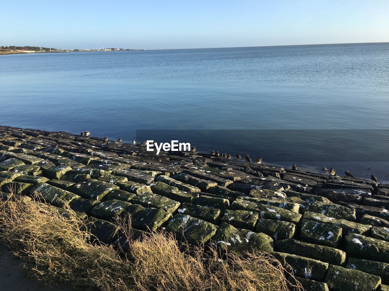 High angle view of sea against sky