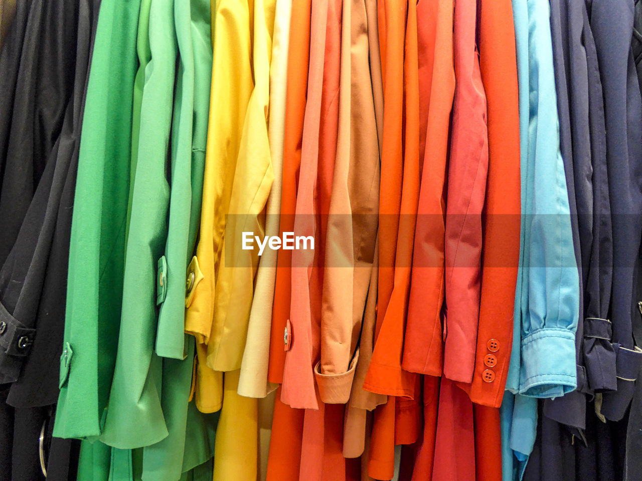 Full frame shot of colorful clothes at shop