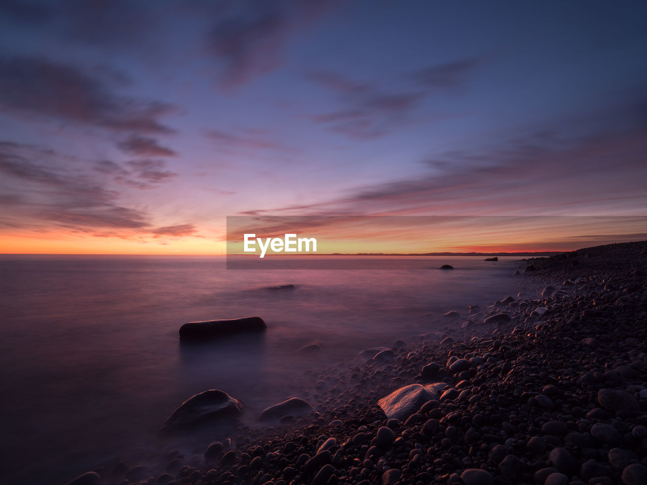 Scenic view of sea against sky during sunset