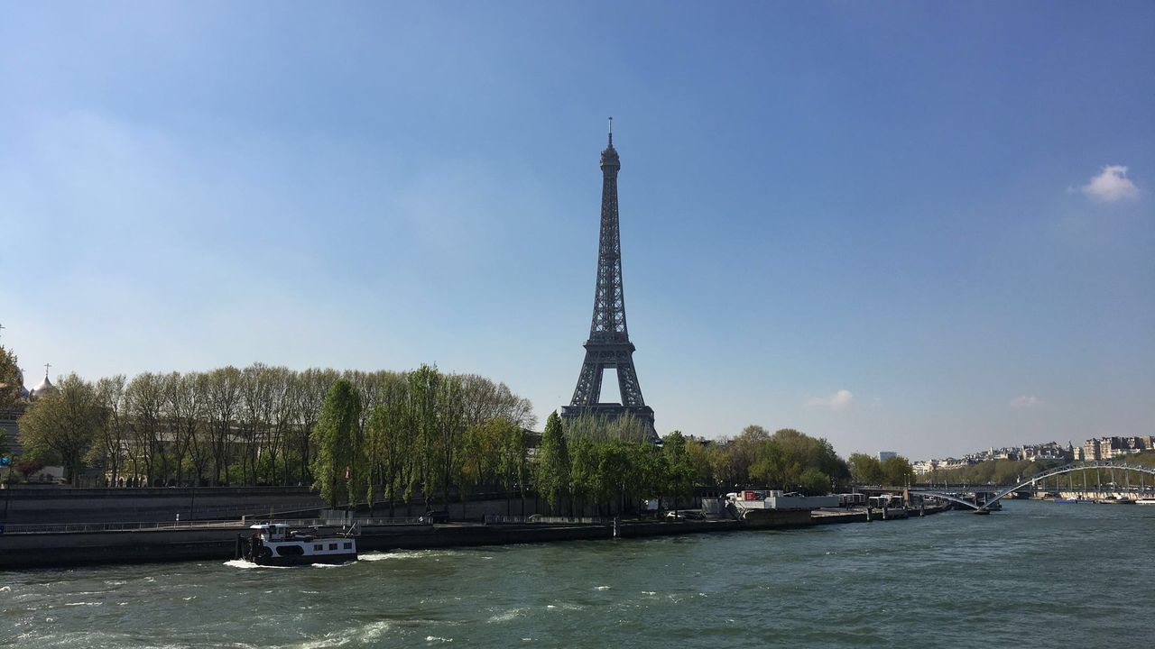 View of tower in city