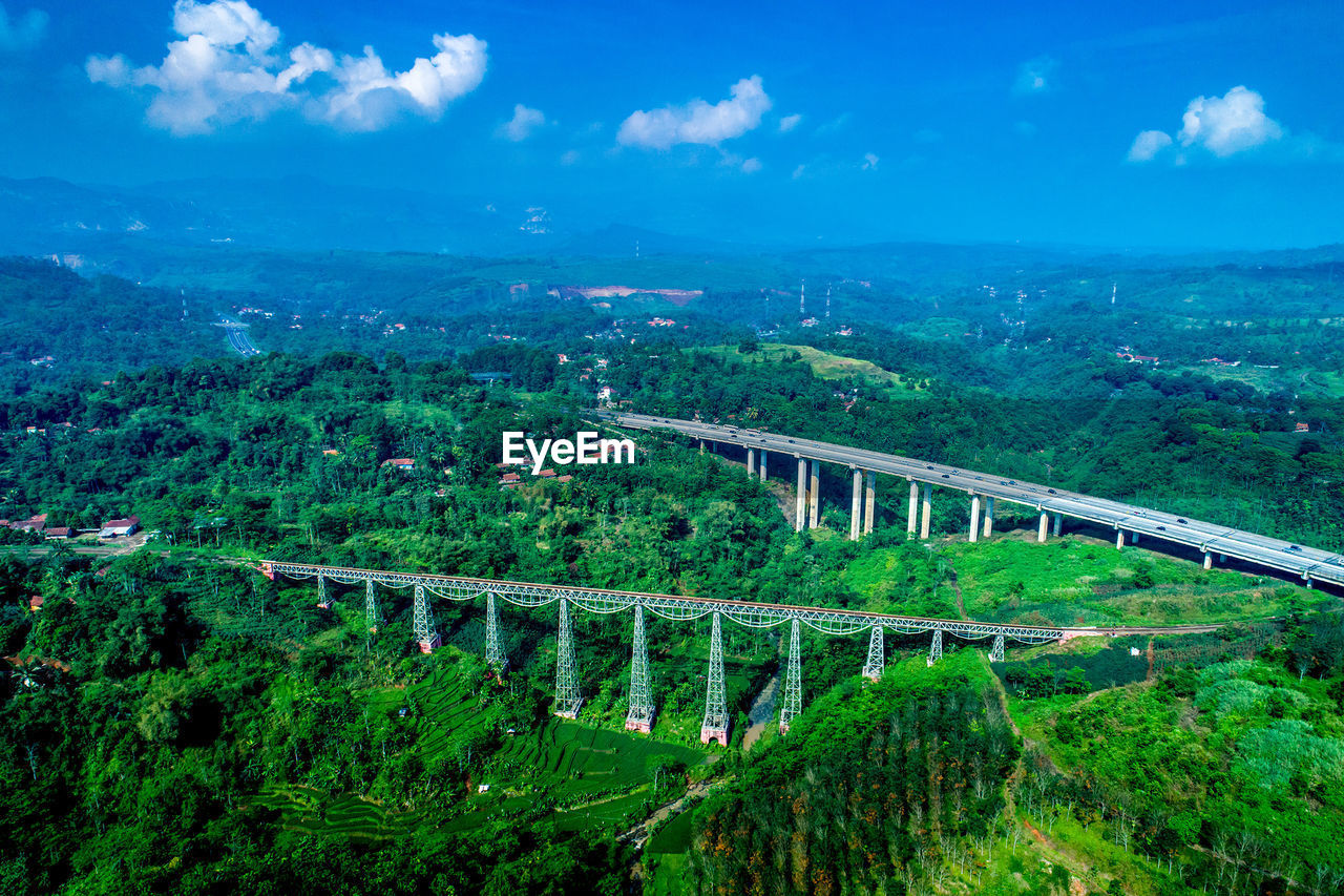 High angle view of bridge against sky