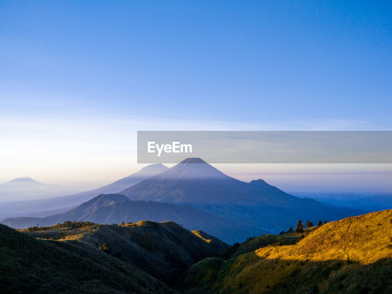 Sinoro sumbing can be seen from the top of mount prau wonosobo, dieng, central java