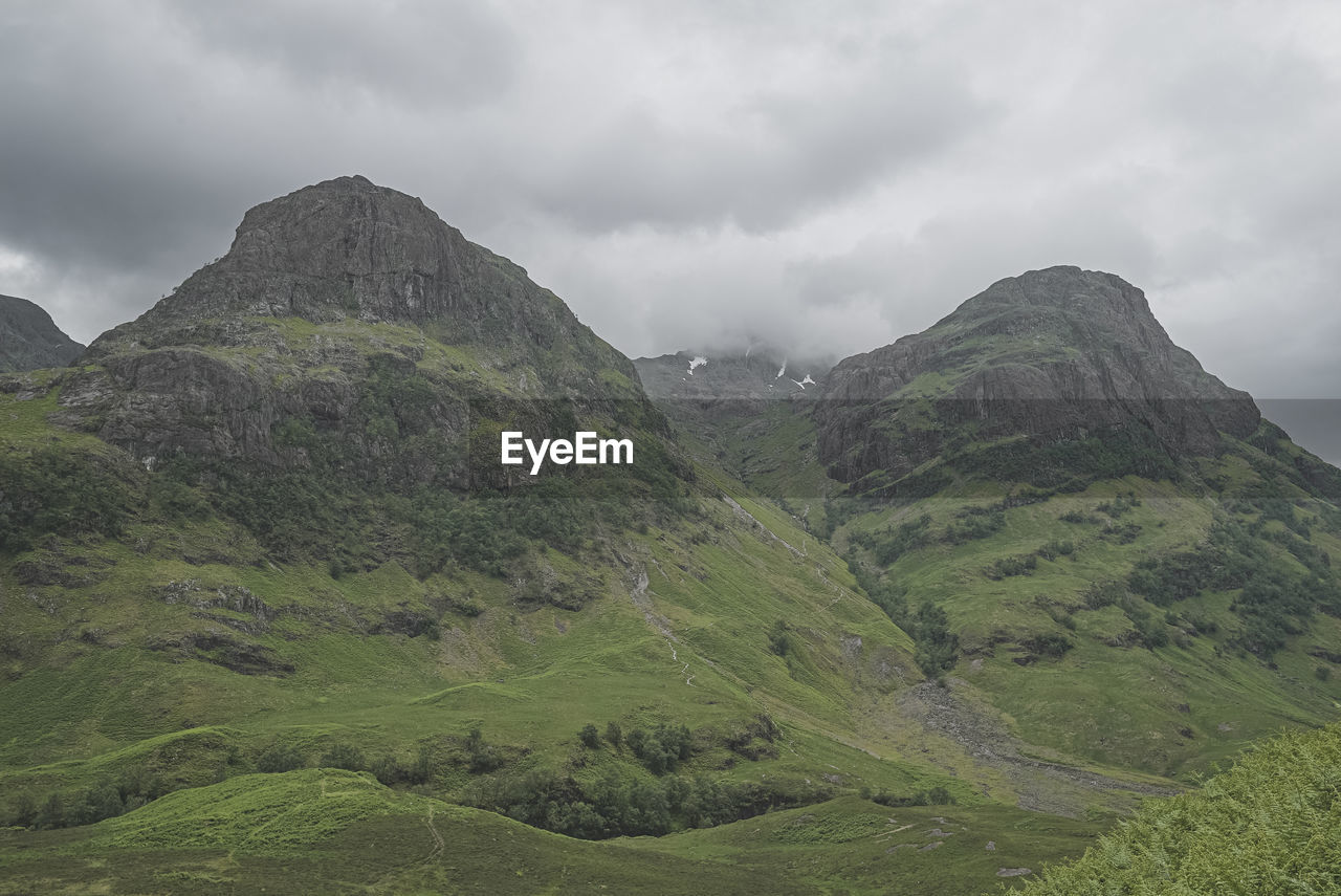 SCENIC VIEW OF LAND AND MOUNTAINS AGAINST SKY