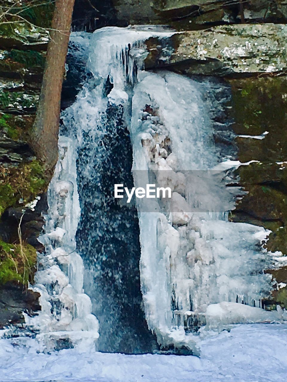 VIEW OF SNOW COVERED ROCKS AT WINTER